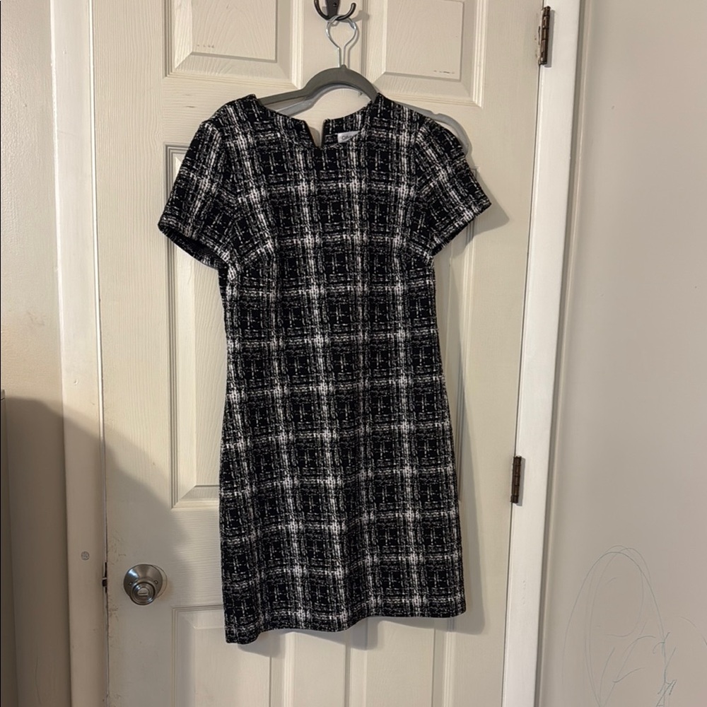 Classic Black and White Plaid Dress